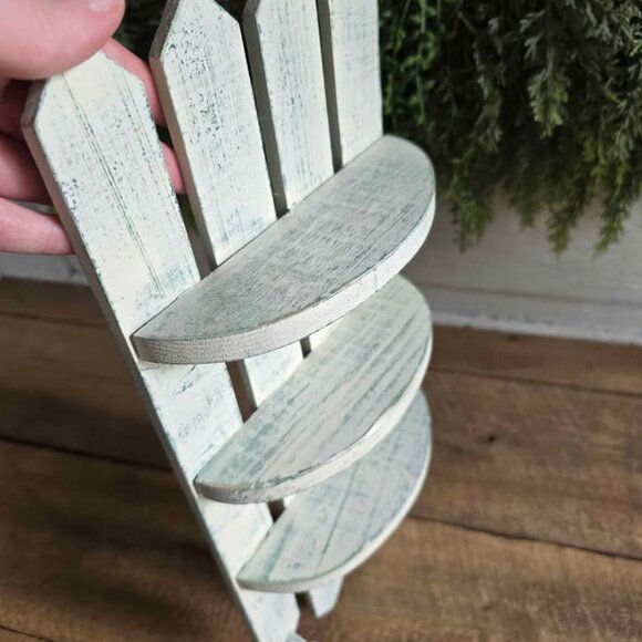 White & Teal Picket Fence Peg Key Rack Wall Hanging Primitive Farmhouse Shelf - Picture 3 of 8